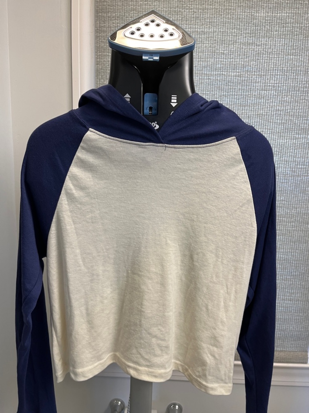 Hippie Rose Navy and Cream Raglan Hoodie Top